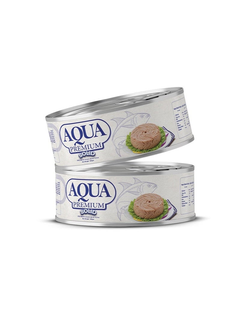 AQUA PREMIUM Solid Tuna Light Meat easy open 160grams Pack of 2 - Image 1
